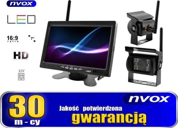Automagnetola Nvox Set monitor bil lcd 7cali 12v 24v och 2 kameror trådlös
