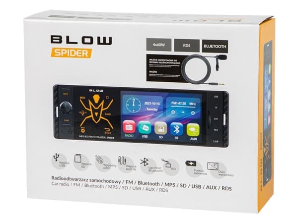 Radio BLOW SPIDER 4" RDS RGB MP5/USB/micro SD/BLUETOOTH Radio BLOW SPIDER 4" RDS RGB MP5/USB/micro SD/BLUETOOTH
