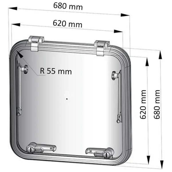 Vetus Libero Hatch 55 Mm Silver 500 x 500 mm