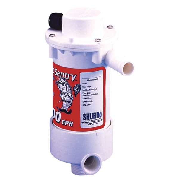 Shurflo Pumpe Bait Sentry Dual Port Livewell 1100 Gph Hvid