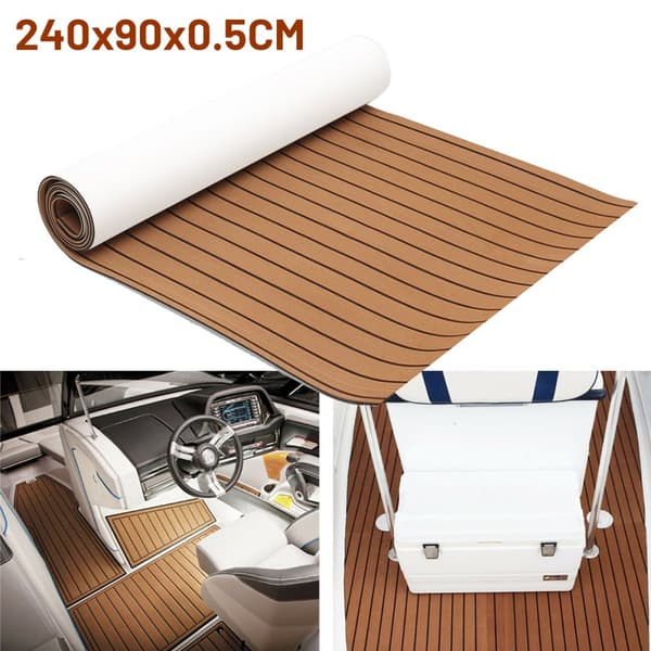 240*90*0,5 cm - Itseliimautuva Veneen Matto - EVA Teak-vaahto Laattamatto - Teakveneen Lattiapäällyste - Teakpuuveneen Kannet - Teak-lattiamatto - Par