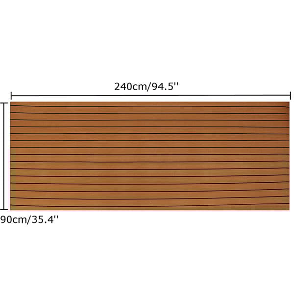 240*90*0,5 cm - Itseliimautuva Veneen Matto - EVA Teak-vaahto Laattamatto - Teakveneen Lattiapäällyste - Teakpuuveneen Kannet - Teak-lattiamatto - Par