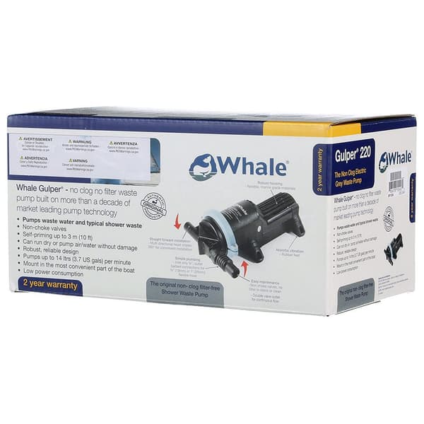 Whale Bruseafløb Og Spildevandspumpe Gulper 220 24v Sort