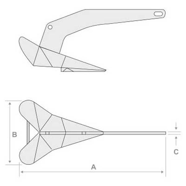 Euromarine Galvaniseret Anker Delta Søvfarvet 7.5 kg