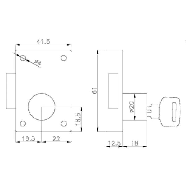Olcese Ricci Kromattu Messinki Oven Lukko Dx Kultainen 60 x 40 mm