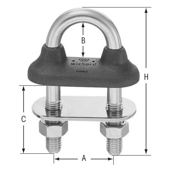 Plastimo Pitkä-pultti U Musta,Hopeinen 10 mm
