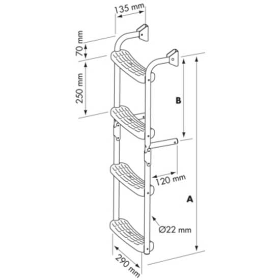 Plastimo Stainless Steel Folding Ladder 90 Crook Harmaa 2+3 Steps