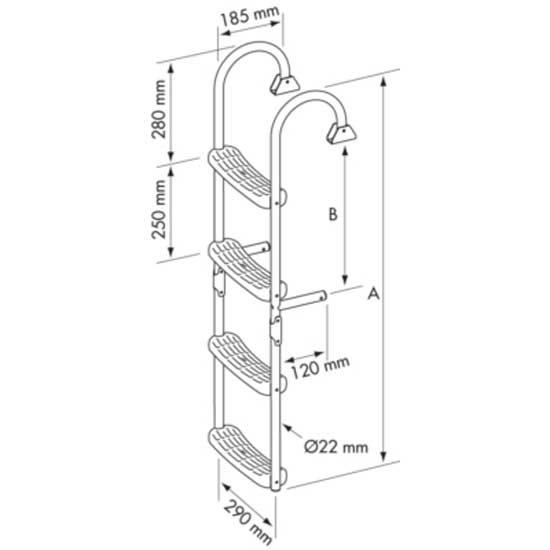 Plastimo Stainless Steel Folding Ladder 180 Crook Harmaa 2+3 Steps