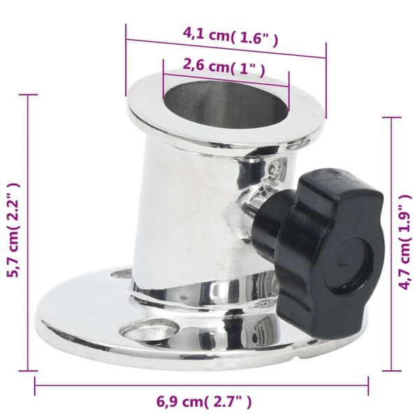 vidaXL runde bimini-baser 2 stk. til 26 cm rør rustfrit stål