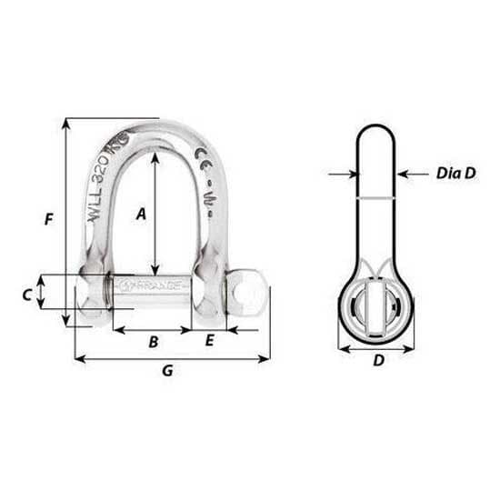 Wichard Suora Itselukittuva Sakkeli Hopeinen 12 mm