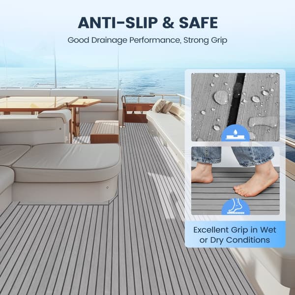 Båtgolv, EVA Foam Båtdäck, Faux Teak Marine Flooring (2.38x0.9m)