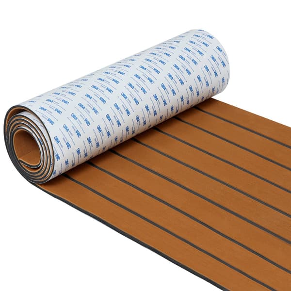 Båtgolv, båtdäck gjord av EVA-skum, marint golv i konst teak för yacht, motorbåt (2,38x0,4m, brun)