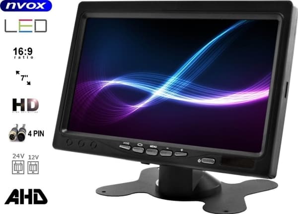 Automagnetola Nvox ahm607 kaksoismonitori autonäyttö vapaasti seisova LCD 7 tuuman ahd/hd 4pin kehyksellä 12/24v