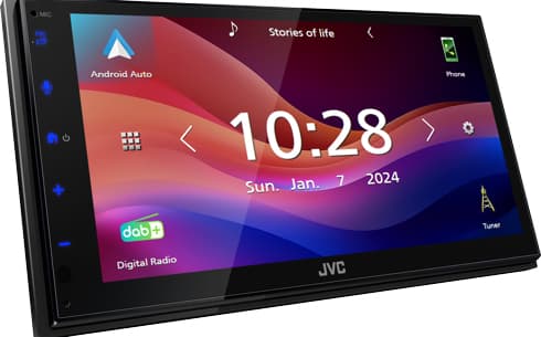 JVC KW-M595DBT, Sort, 22 W, 20 - 20000 Hz, 4 ohmia (O), NTSC, PAL, AAC, FLAC, MP3, WAV, WMA, WMA