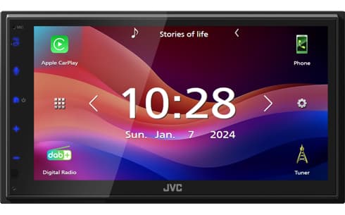 JVC KW-M595DBT, Sort, 22 W, 20 - 20000 Hz, 4 ohmia (O), NTSC, PAL, AAC, FLAC, MP3, WAV, WMA, WMA