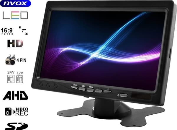 Bilstereo Nvox ahm612r-s dual monitor bil frittstående lcd 7cali cali ahd/hd 4pin med ramme 12/24v sett