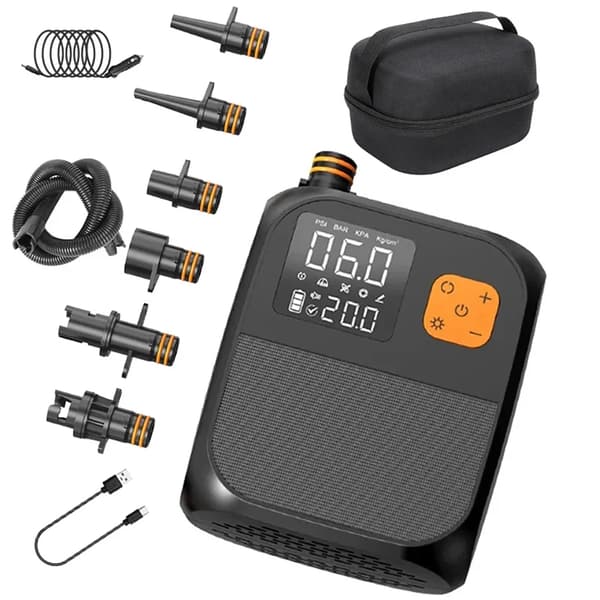 Bærbar Elektrisk Pumpe, 8000mAh Batteri, 25 PSI Maksimalt Tryk,Sort