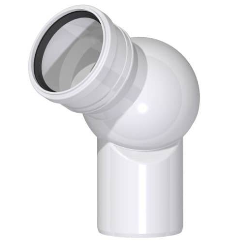 Vit avloppsböj 32 mm, vinkeljusteringskula