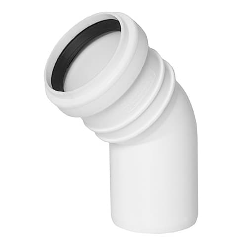 Vit avloppsböj 32 mm, vinkel 30 grader