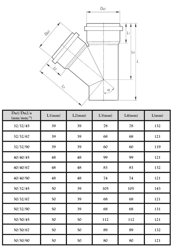 Vit avloppskoppling 40/40 mm, 90 graders vinkel