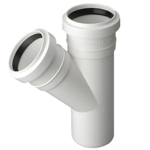 Vit avloppskoppling 50/50 mm, 45 graders vinkel