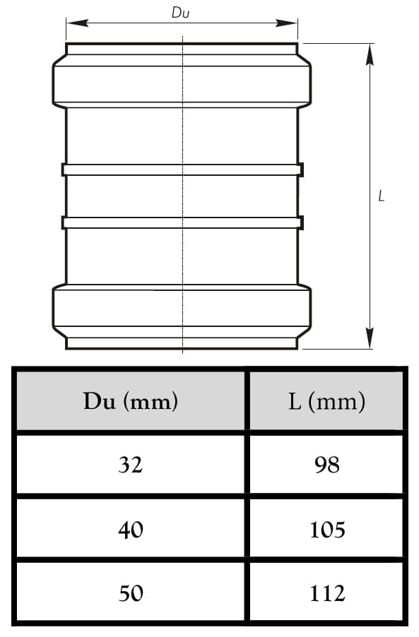 Kloakforbindelsesmuffe hvid 32 mm