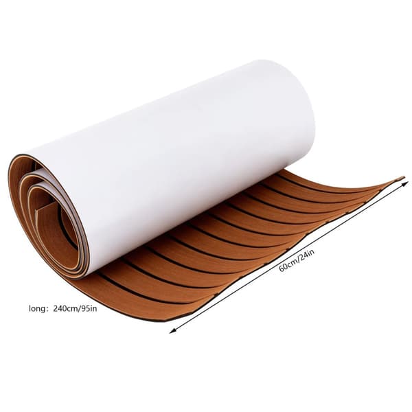 EVA skumdæksplade, 240 cm x 60 cm, tykkelse 6 mm, brun med sort søm,240x60cm
