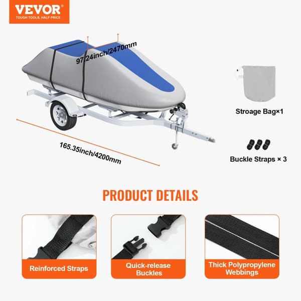 Jet Ski -kansi, kestävä 600D Oxford-kangas, vedenpitävä, UV-suojaus,126-135jalkaa