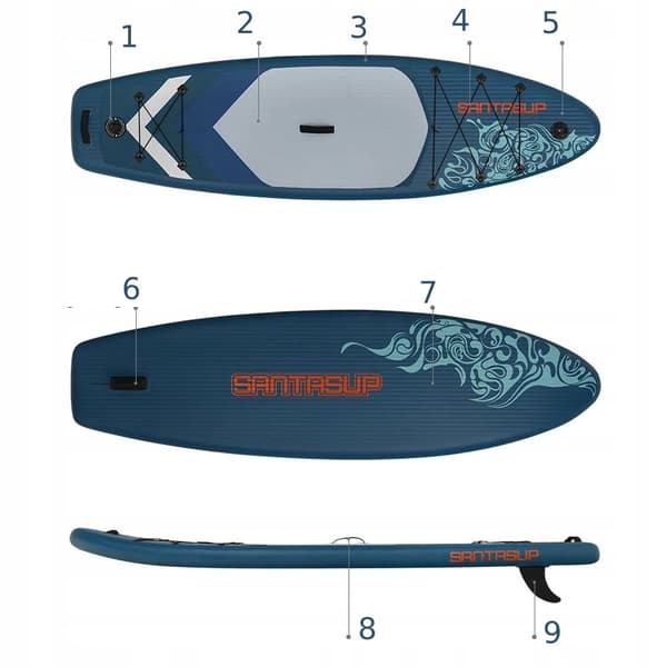 SUP-sæt 300x85x12cm op til 180kg 3-PERSONER Familie + TILBEHØR XXXL