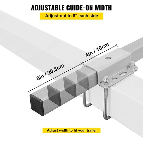 Tungt-Last Bådtrailer Guide-ons - Galvaniseret Stål, Justerbar Bredde, 13 Ruller & Monteringdele Inkluderet