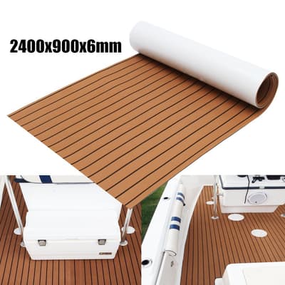 2400x600x6mm EVA-vaahto merilattiat keinotekoinen teak veneen matto terassilevy(ruskea, PU-pinta)