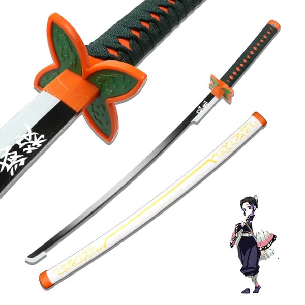 Demon Slayer -katana-miekka, cosplay-rekvisiitta, puinen samuraimiekka, Kochou Shinobu valkoinen
