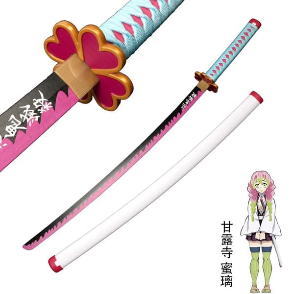 Demon Slayer -katana-miekka, cosplay-rekvisiitta, puinen samuraimiekka, Kanroji Mitsuri