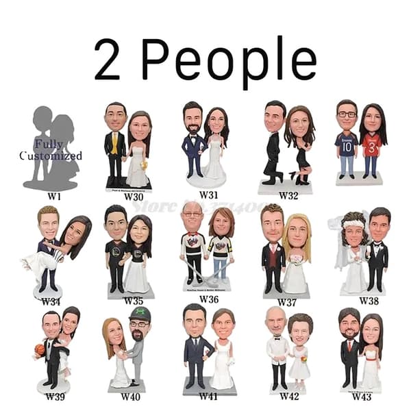 Anpassad Bobblehead Figur, Helt Anpassad, Polymerlera, 15 - 25 cm,2 personer, 5.9in(mini)-15cm