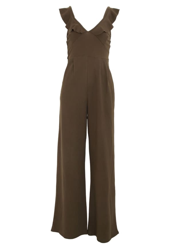 Girls On Film Womens/Ladies Sabor Frill Jumpsuit Khaki Green 16 UK