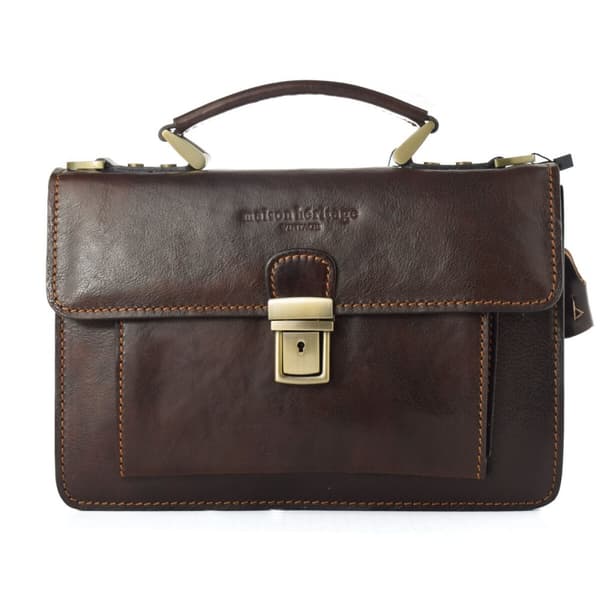 Håndveske for Kvinner Maison Heritage EDMOND-MARRON-FONCE Brun 26 x 18 x 8 cm
