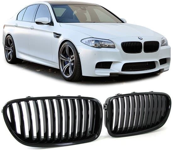 Sportkølergrill, sort blank, BMW 5 Serie F10 F11 Sedan Touring