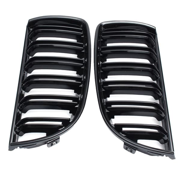 2st främre galler blank svart ABS för BMW E90 4-dörrars sedan/E91 4-dörrars Touring (endast före ansiktslyftning)(svart, glanssvart)
