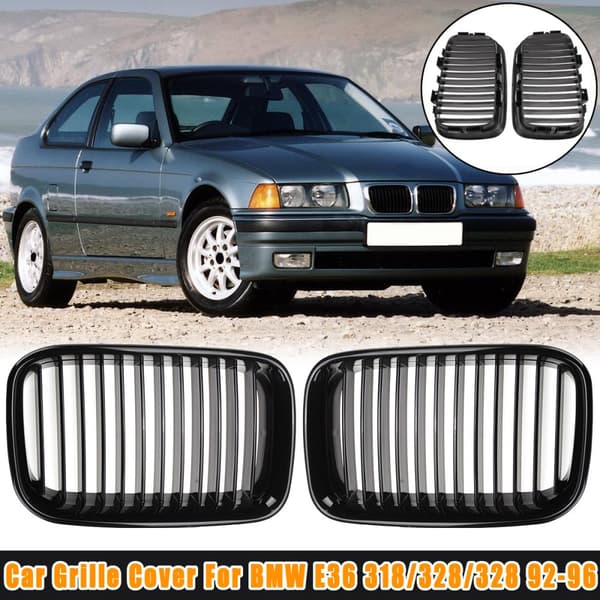 1 Par Brutto Sort erstatning M3 Style Sport Nyre Grill Cover til BMW E36 318/328/328 1992-1996