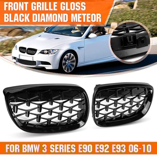 2st främre galler Girll Black Diamond Meteor för BMW 3-serie E90 E92 E93 06-10