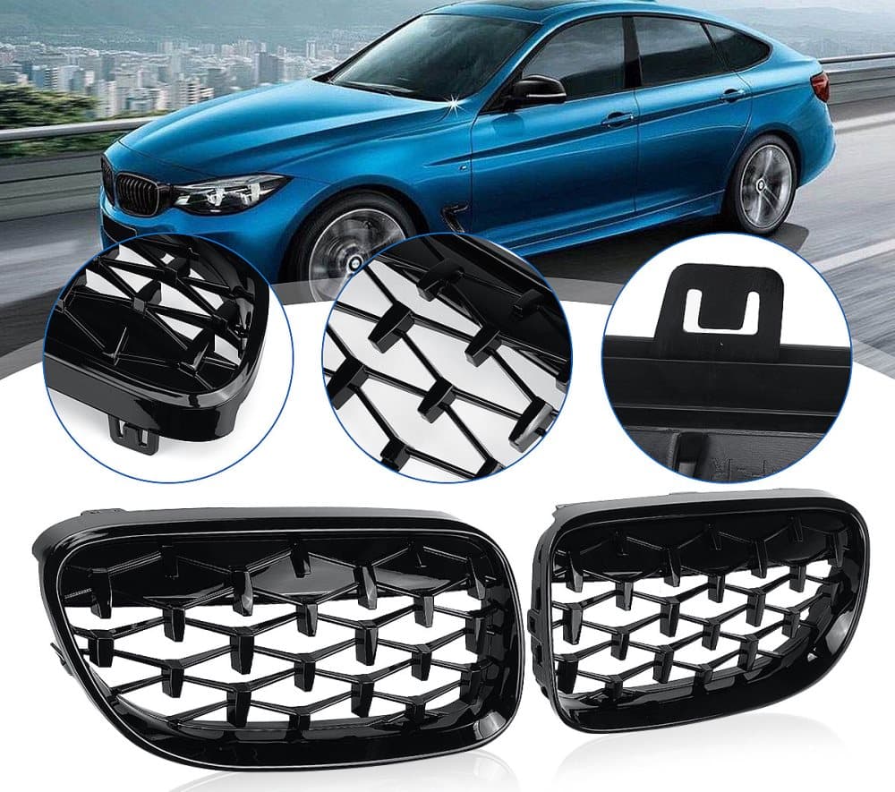 Glanssvart Diamond Meteor Grille i senaste stil passar BMW E92 E93 2010-2015