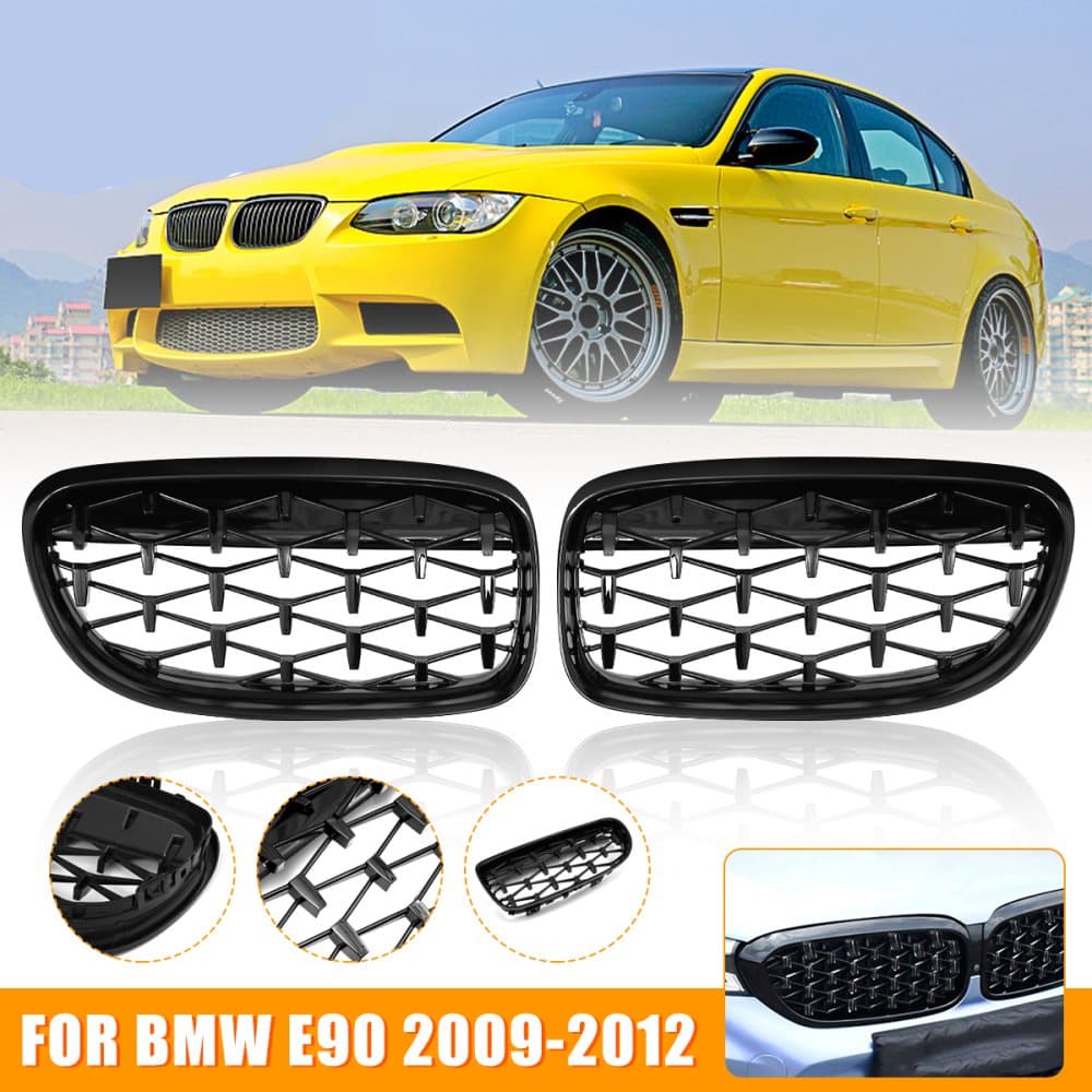 Para Front Kidney Diamond Meteor Style Grille För BMW E90 2009-2012