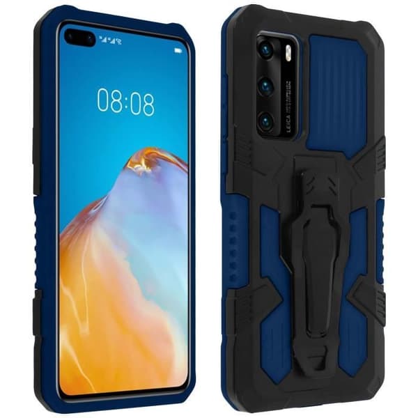 Coque - Huawei - P40 - Stötfångare - Ställning - Metallbälte Klipp Blå