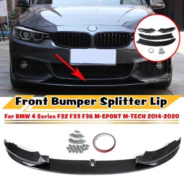 Carbon Look Front Bumper Lip Splitter til BMW F32 F33 F36 4 Series M Sport 2014-2020