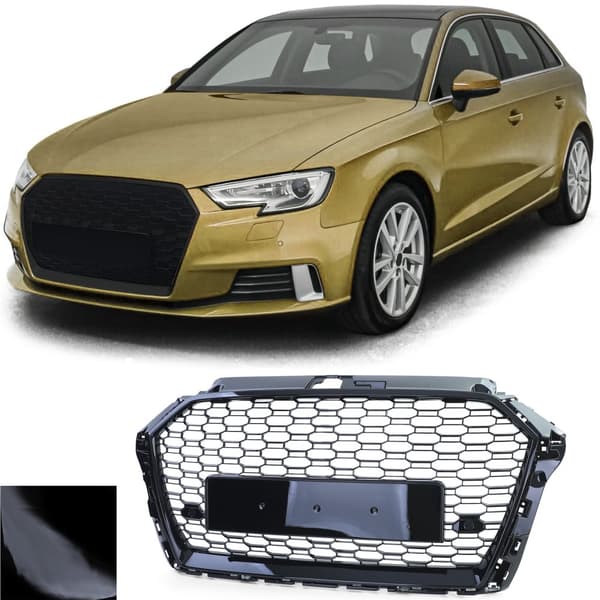 Honeycomb grill - Audi A3 8V 16-20 - sort blank - PDC velegnet