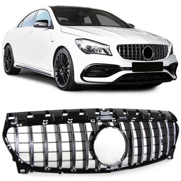 Bilgrill - Mercedes CLA C117 W117 16-19 - Sportsgrill - GLOSSY SORT/CHROM
