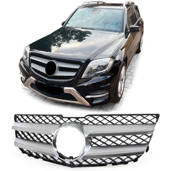 Autogrill - Mercedes GLK X204 12-15 - Sportsoptik - Sort Sølv Krom