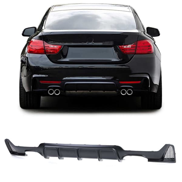Bakre diffusor - BMW 4-serie F32 F33 F36 - Svart matt - Dubbel avgasöppning