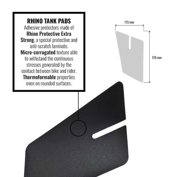 Rhino Flat Side Adhesive Protectors för motorcykeltank, genomskinlig, 2 delar 17 x 11,5 cm