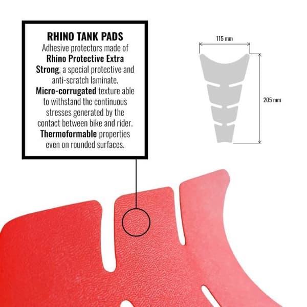 Rhino Flat Adhesive Protection för motorcykeltank, kol, 20,5 x 11,5 cm